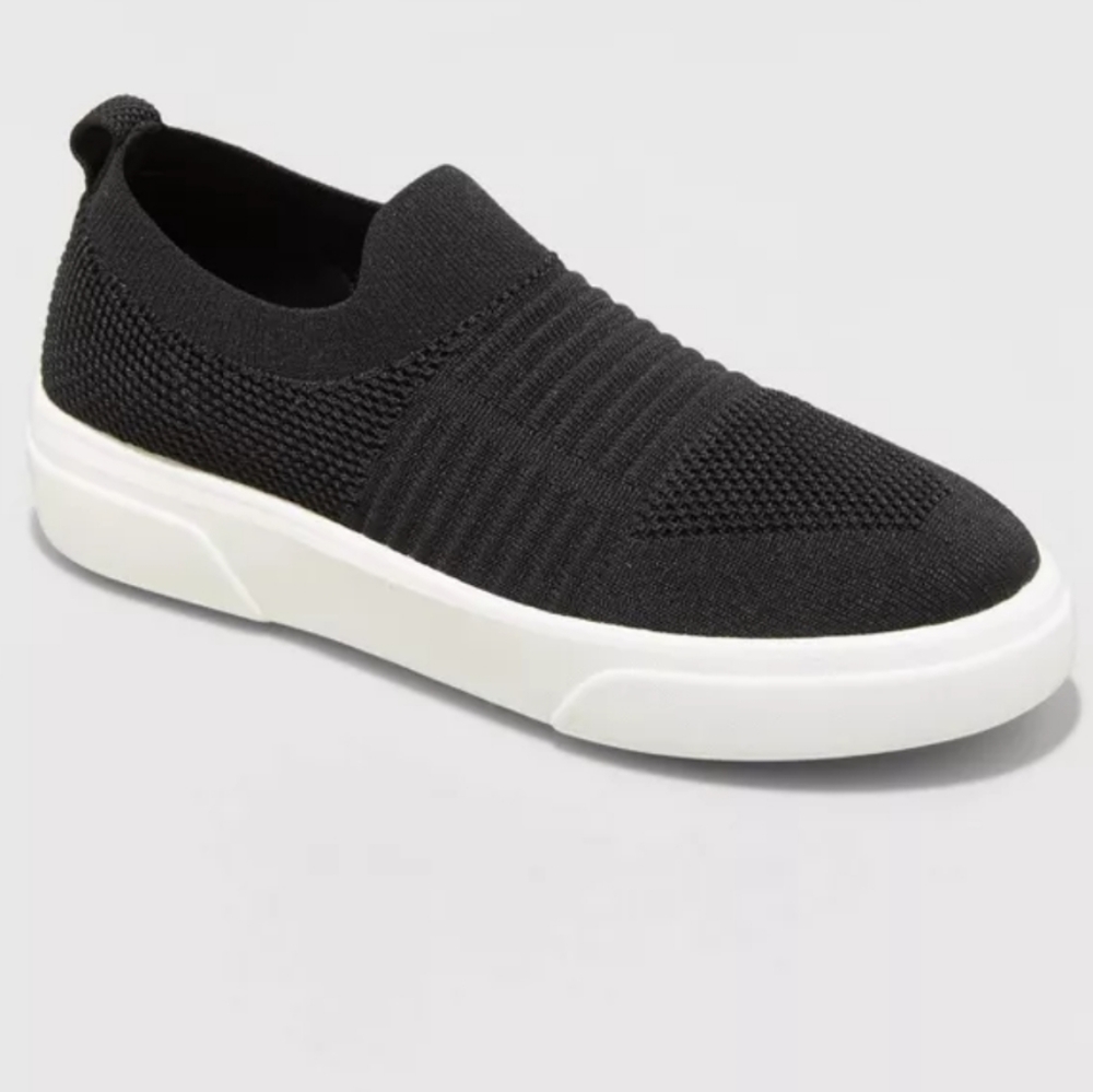 Women's Khloe Knit Sneakers - A New Day Black 9.5 NWT Slip On